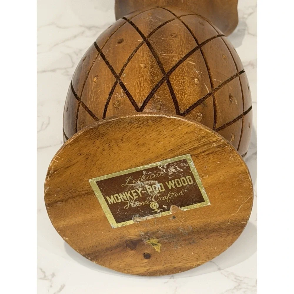 Vintage Monkey Pod Wood Candle Holder Hand Crafted Carved Hawaiian 8